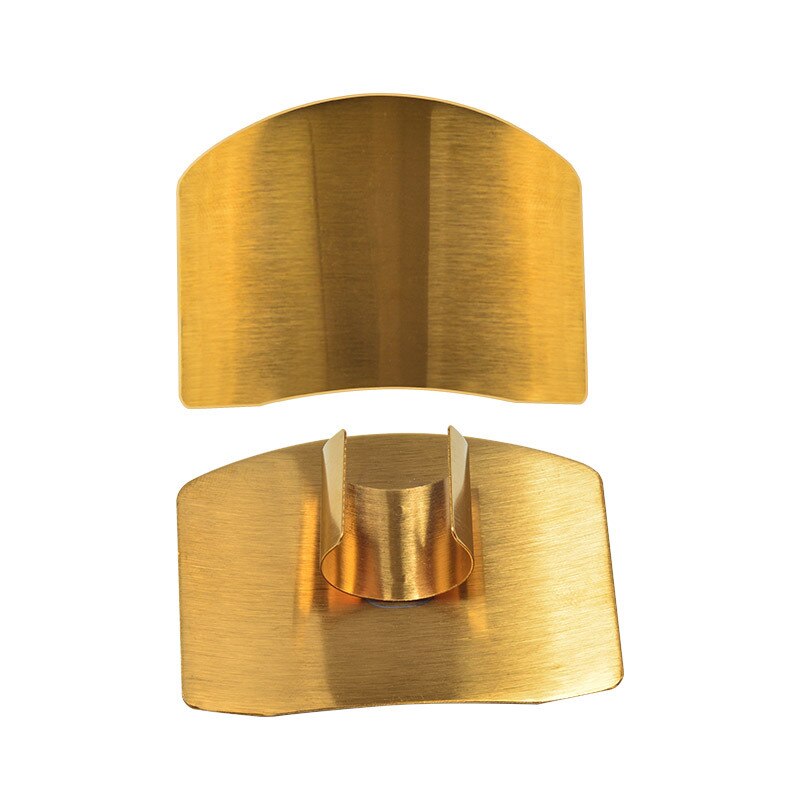 Kitchen Tool 9 Pcs Set Stainless Steel Cutting Hand Guard Adjustable Peeler Handles Fruit and Food Protection Finger Utensils: Single finger gold