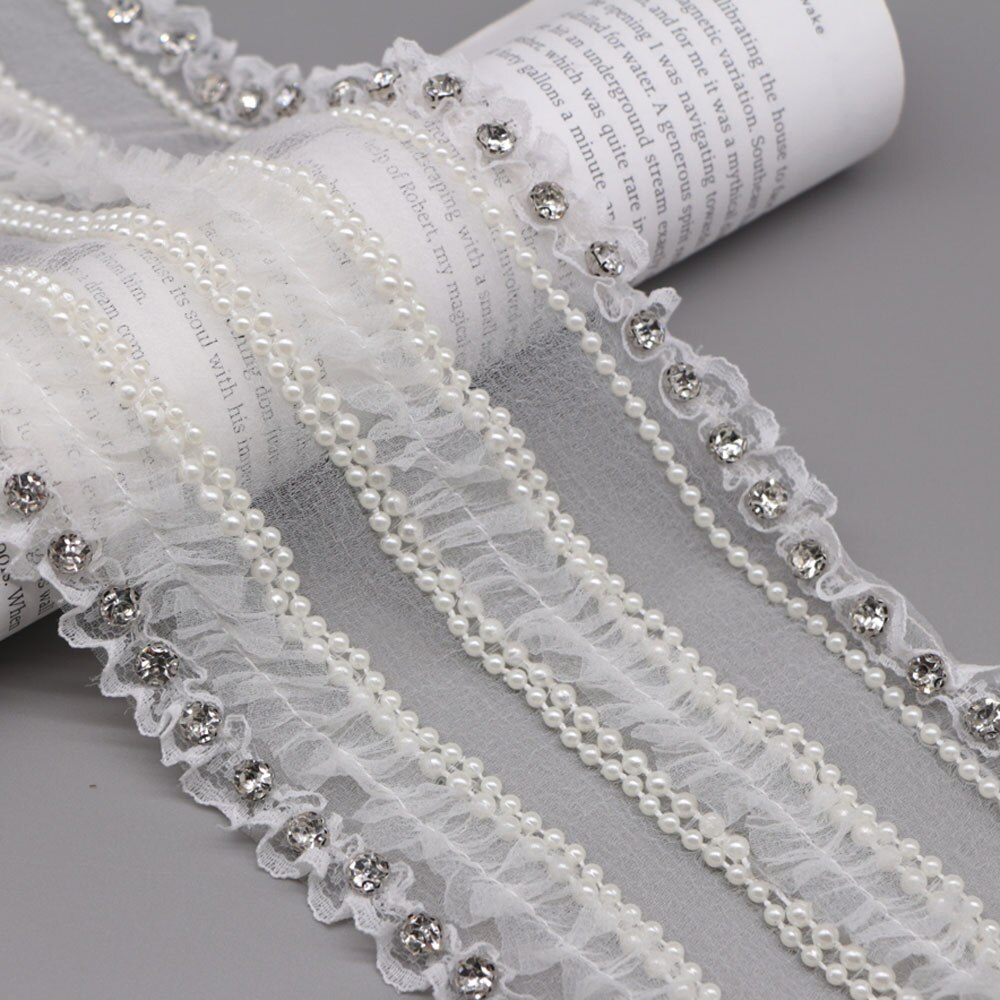 15Cm * 1Yard Rhinestone Parels Kralen Kant Trim Voor Kleding Tassen Handgemaakte Kralen Applicaties Patch Diy Naaien Accessoires linten