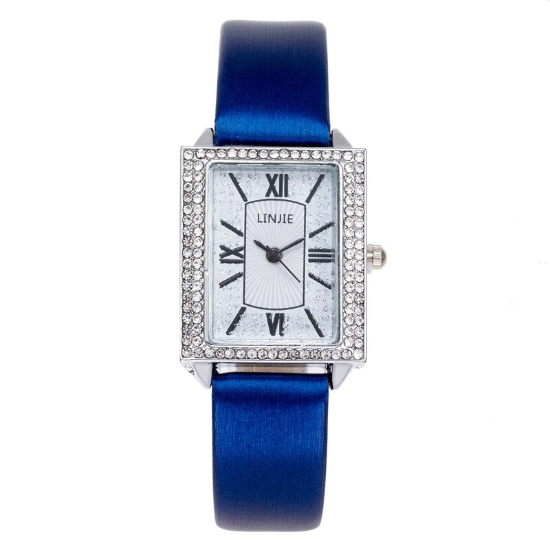 Dame quartz ur krystal firkantet ur ur kvinder armbånd ure kjole pu band kvinde ure romerske arabertal: Stil 6