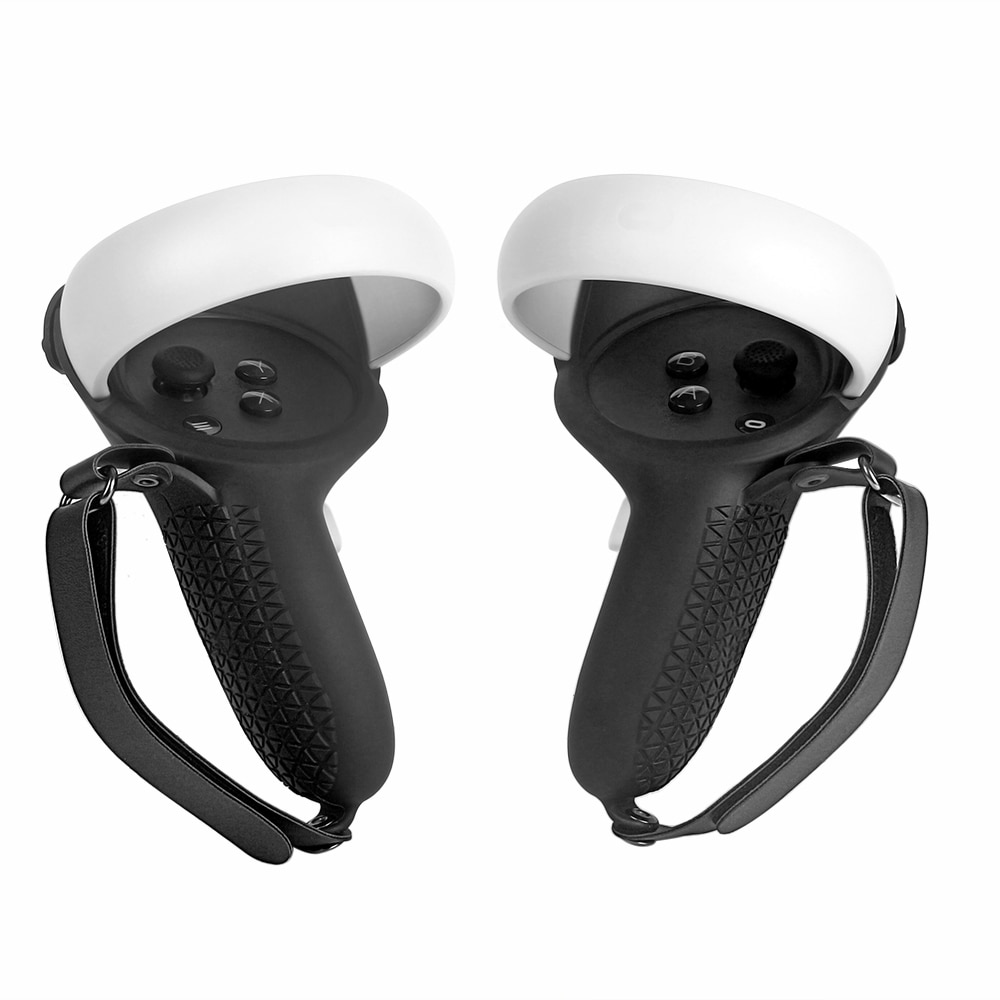 3in1 Touch Controller Silicone Grip Ring Cover + Adjustable Hand Strap + Thumb Caps for Oculus Quest 2 VR Protective Accessories