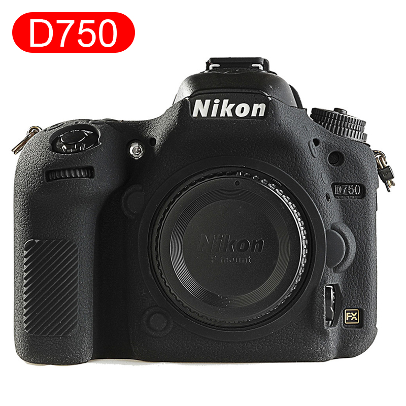 Funda de goma de silicona suave HQ para cámara Nikon D500 D750 D800 D810 D850: D750 Black