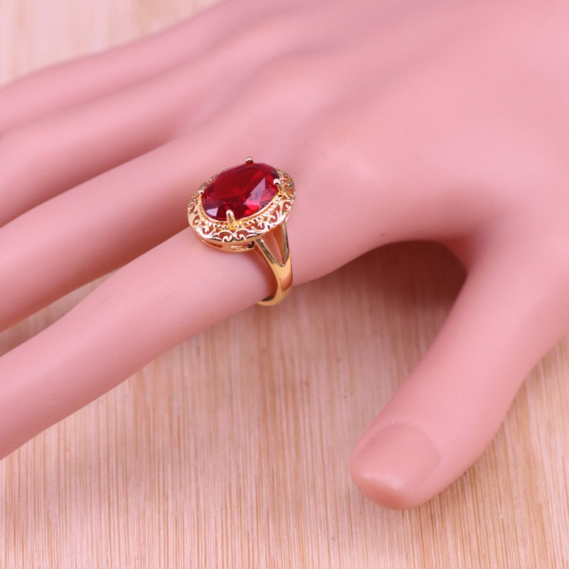 Risenj Dubai Luxe Stijl Vele Kleuren Grote Rode Steen Goud Kleur Sieraden Voor Vrouwen Verstelbare Ring Ketting Set