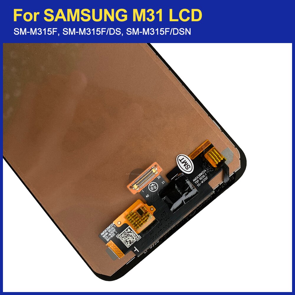 100%  test til samsung galaxy  m31 lcd  m315 m315f sm -m315f lcd display berøringsskærm digitizer enhed udskiftning