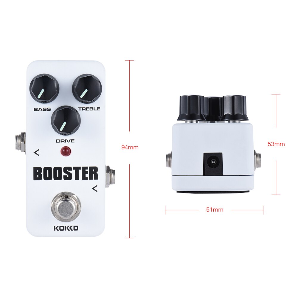 KOKKO Guitarra efecto Pedal Guitarra Mini Overdrive Booster alta potencia tubo Guitarra dos segmentos EQ efecto dispositivo accesorios FBS-2