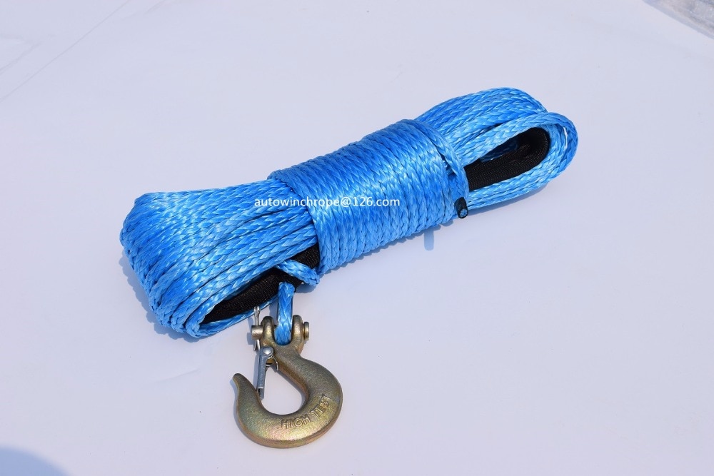Câble de treuil synthétique bleu 6mm*15m , câble de treuil, câble de treuil pour vtt pour treuils électriques, corde tout-terrain