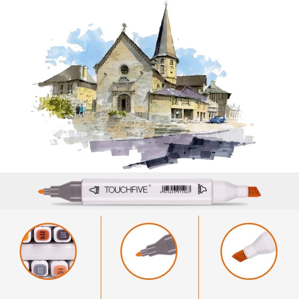 Touchfive-Juego de rotuladores de doble pincel para Graffiti, rotuladores Touchnew para bocetos, 60 colores, bolígrafo de dibujo, de Manga para la escuela