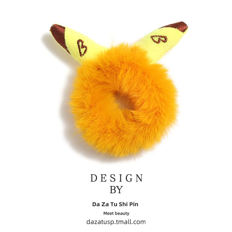 Winter Girls Cute Cartton Animals Ears Plush Scrunchie Ponytail Holder Hair Rubber Bands Headband Hair Accessories: 10