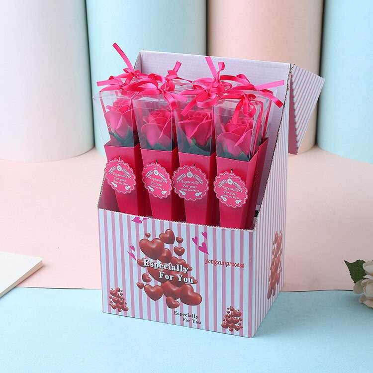 Flores de jabón de rosas, favores románticos de la boda, , de San Valentín, 12 Uds.: 12pcs Rose Red