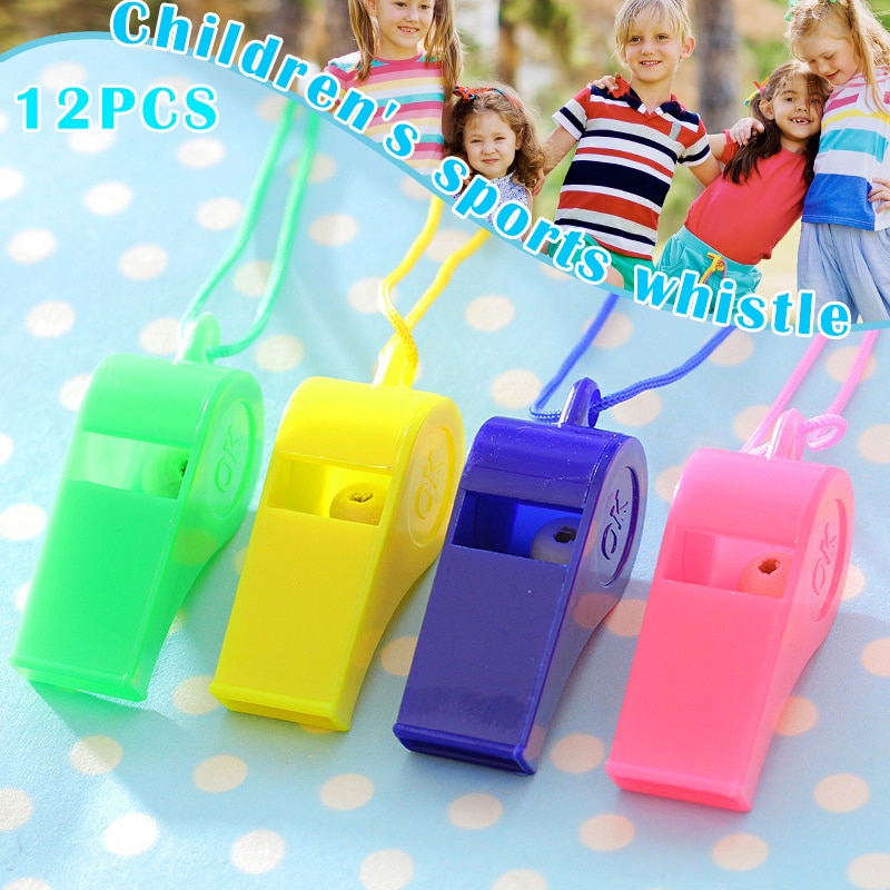 Silbatos de plástico con cordón para supervivencia, 12 uds., árbitro deportivo para escuela, acampada, XD88: Default Title