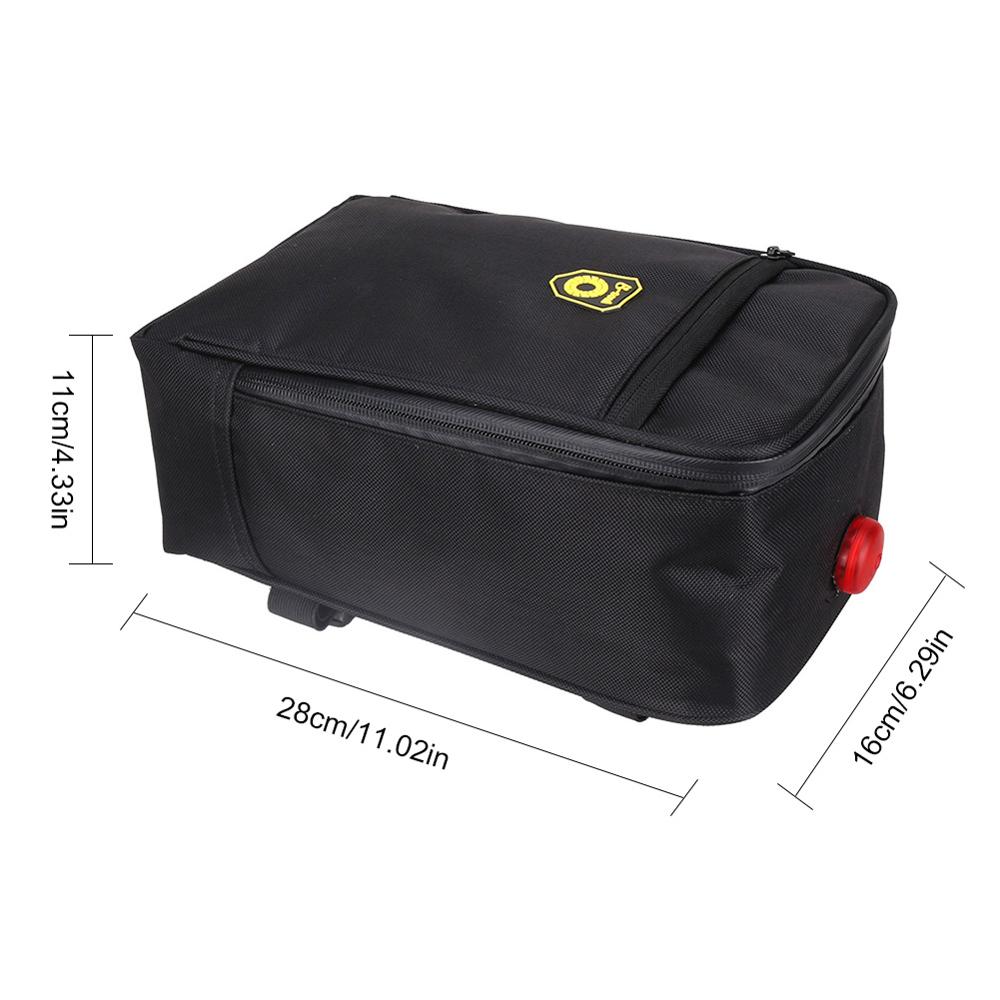 Bicycle Front Storage Bag Zipper Rack Bag Two Compartments Pannier Trunk Bag with Taillight Motorcycle Bike Accessories