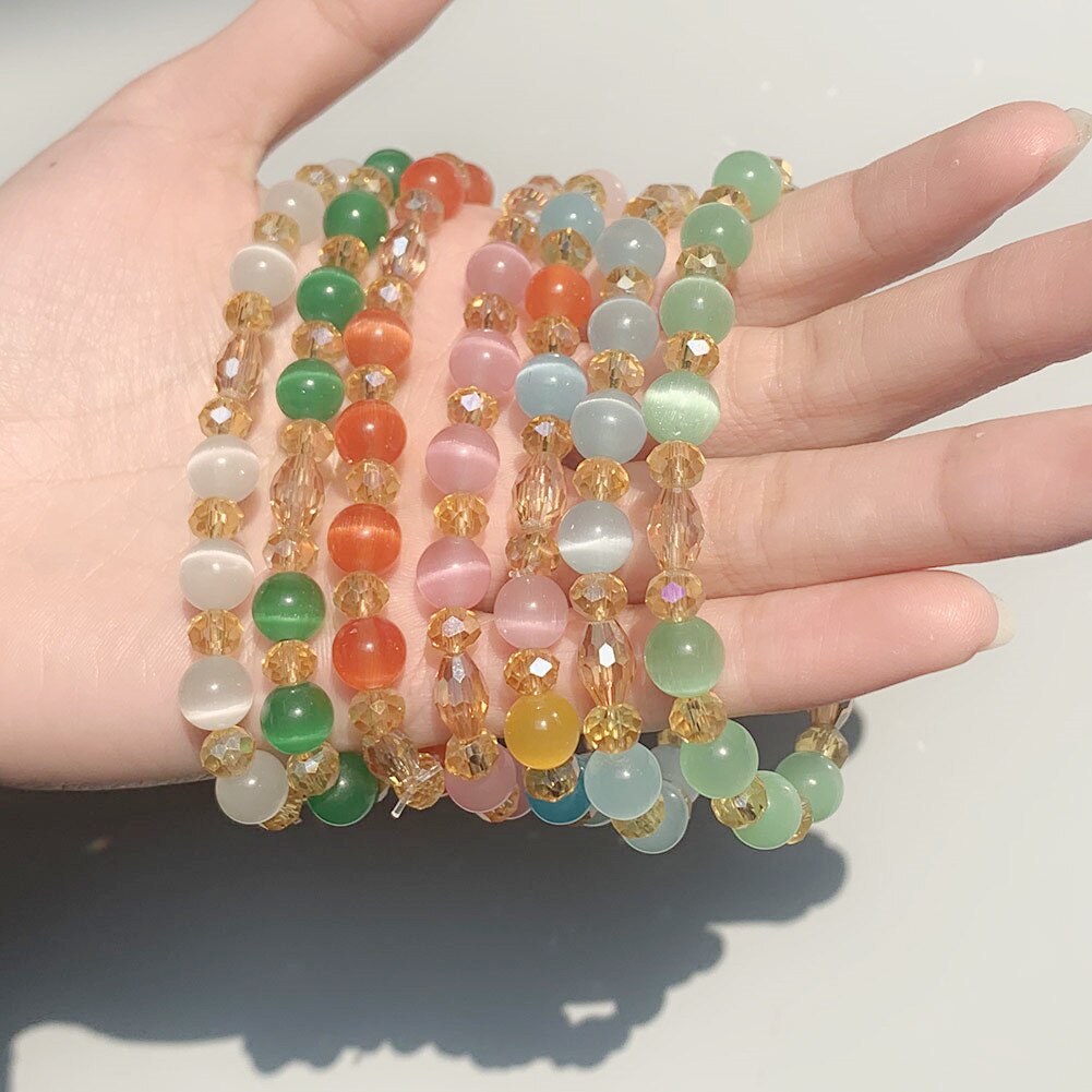 Neue Charme 6 MM Glas Perlen Armbinde Multi-farbige Schmuck für Frauen Handgemachte Runde Armbinde Armreif