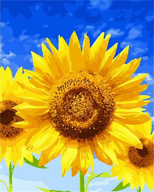 HUACAN DIY Paint By Numbers Sunflowers HandPainted Oil Painting Drawing Kits Canvas Pictures Home Decoration: SZHC661