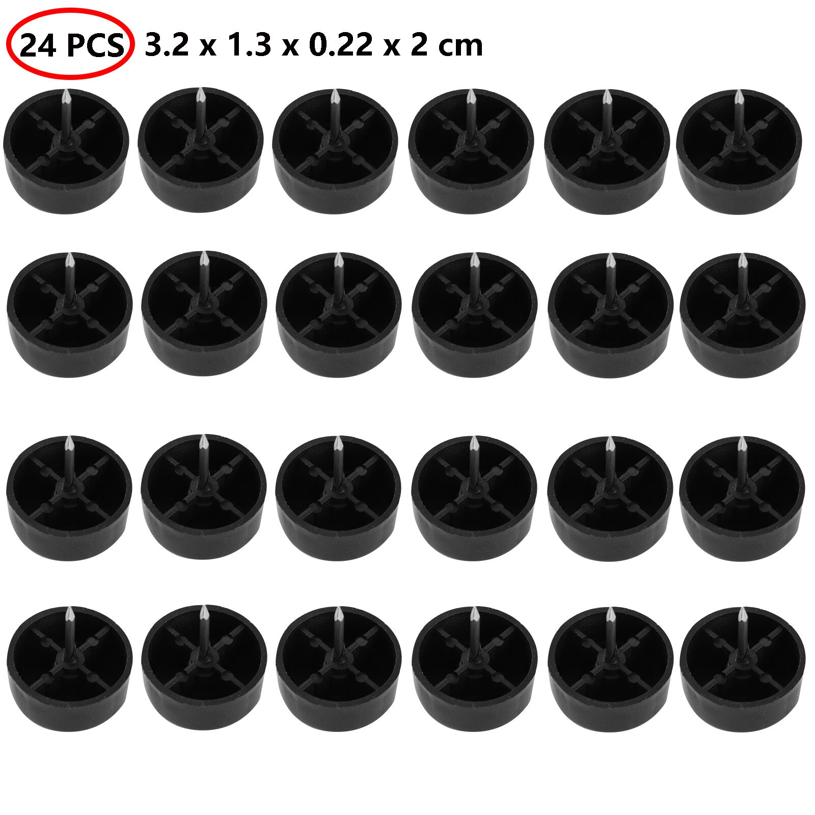 24 Nail-On Table Chair Slider Glide Pads Legs Protector Tacks Plastic Feet Mats Anti Slip Foot Stopper Wooden Furniture Leg Caps: Black C