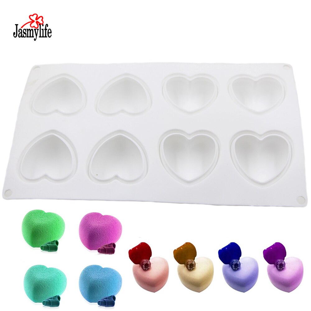 8 gaten liefde hartvormige Mousse Silicone Mold Cake Pan Bakken Tool Mousse Chocolade Dessert Jelly muffin Mould Pastry Decoratie