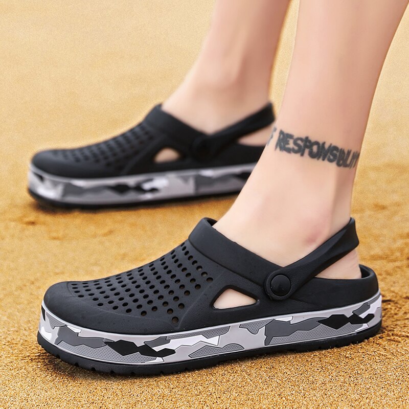 Mærke herre mænd sort have casual aqua træsko herrebånd sandaler sommerrutschebaner strand badesko herre hjemmesko