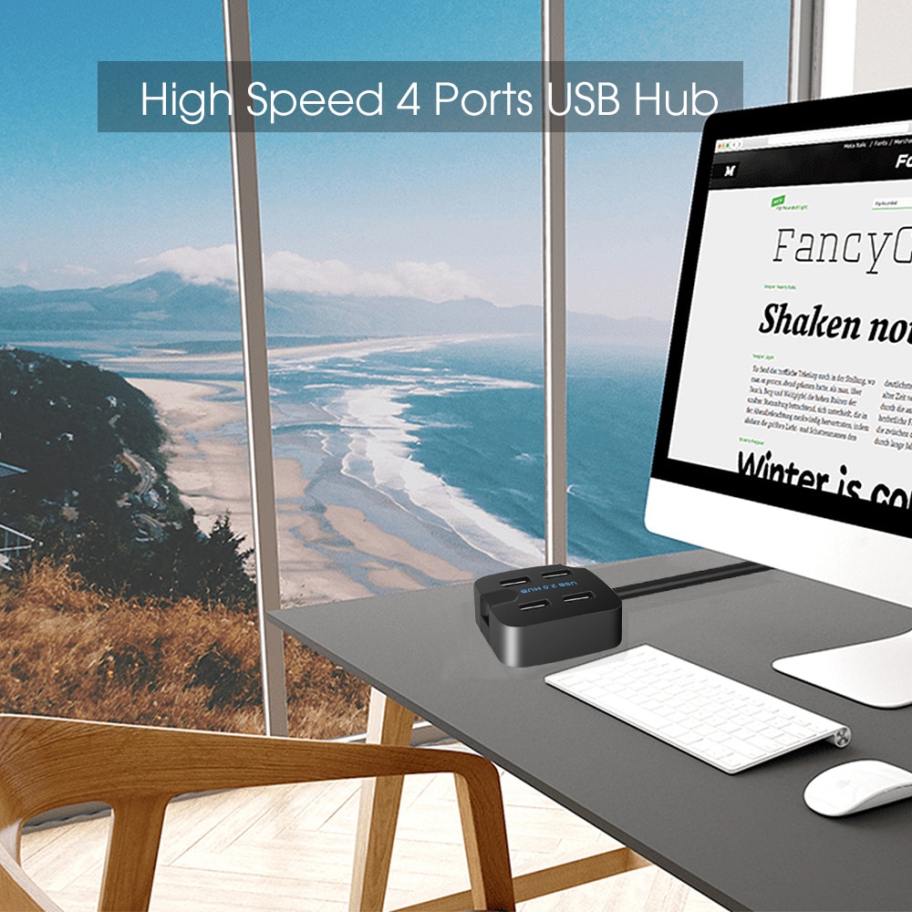 USB 2.0 USB3.0 Hub haute vitesse 4 ports Usb Hub USB séparateur adaptateur alimentation pour ordinateur portable Mac ordinateur de bureau avec support pour téléphone