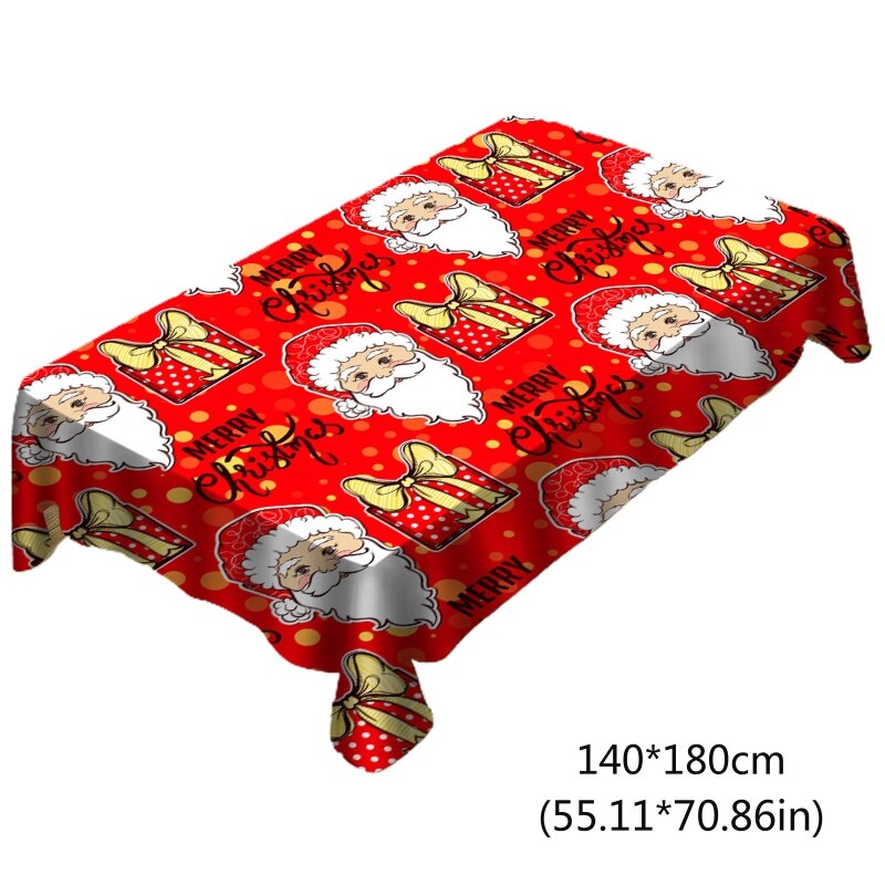 Christmas Waterproof Polyester Tablecloth Cartoon Santa Print Table Cover Decor: 6EE406598-5 / 6EE406598-180