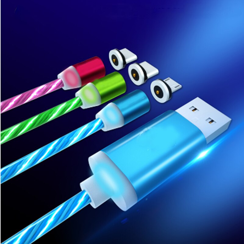 Vloeiende Kleuren Led Glow Usb Charger Type C Kabel Voor Android Micro Usb Oplaadkabel Voor Iphone X Voor Samsung lading Draad Koord