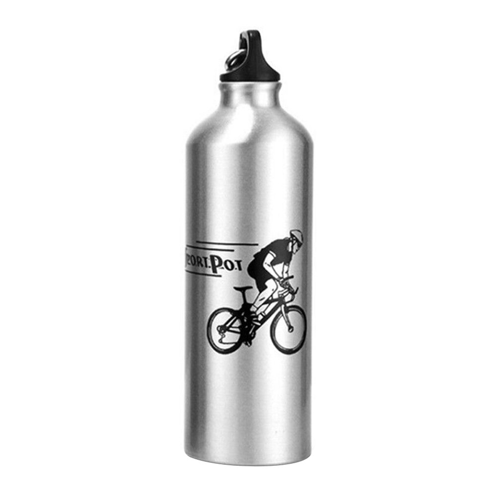 750ml bärbara utomhussporter cykling camping aluminium tålig legering anti-fall vattenflaska kopp: Silver-