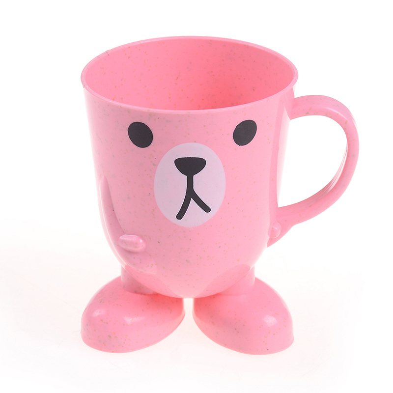 Karikatur Baby Waschen Tasse Wasser Tassen freundlicher Baby Bambus Zahnbürste Tasse Baby Ausbildung Tassen für freundlicher Lernen Trinken Fütterung Flaschen: Rosa