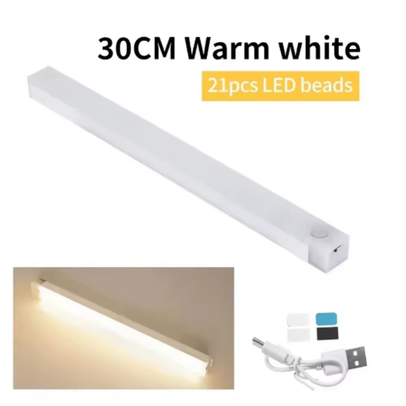 Bewegingssensorlicht Draadloos LED-nachtlampje USB oplaadbaar nachtlampje Kast Kledingkastlicht onder achtergrondverlichting voor keuken Led: Light Grey