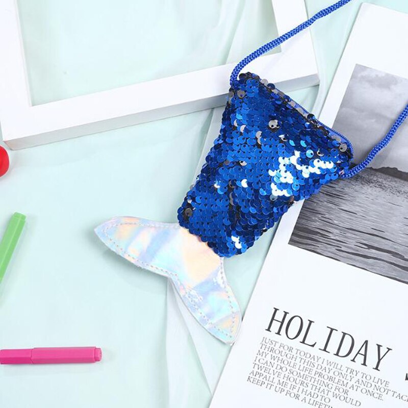 cute girl waist bag mermaid fishtail sequins fanny pack chest bag mini purse Long Rope Coin Purse Girls Crossbody Bags: 10