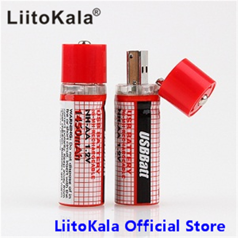 LiitoKala Mini AA Batterie Nimh AA 1,2 V 1450MAH Akku NIMH USB AA 1450 Mit Bunten Karte CE FCC ROHS