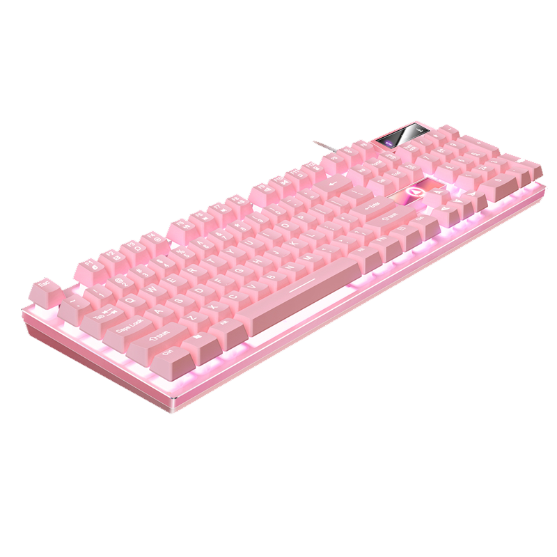 Bedraad USB-gamingtoetsenbord met achtergrondverlichting, 104-toetsen gamertoetsenbord voor computer/laptop/pc, ergonomisch , kantoorgamingaccessoire: Bruin