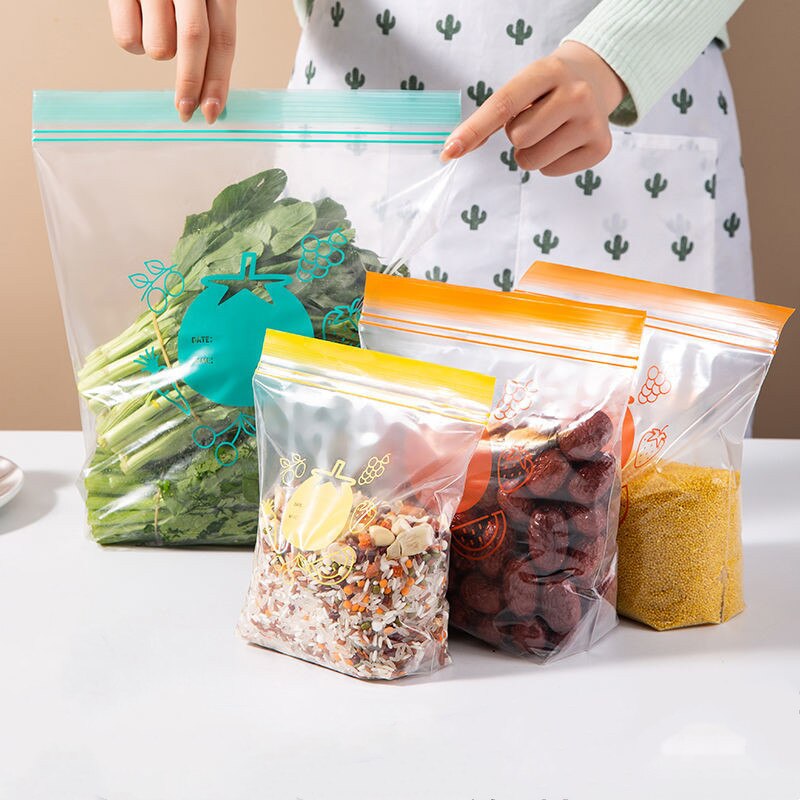 Eco Friendly Reusable PE Ziplock Bag Freezer Food Storage Bag Fresh Shut Saran Wrap Plastic Bags Leakproof Top Kitchen Organizer