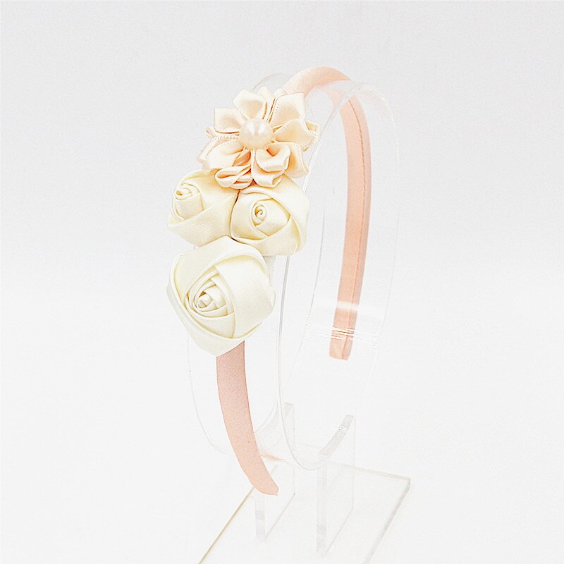 lindo diademas Aro para el pelo Diadema con rosas sombreros la cabeza de las chicas de aro de flores para el pelo Pelo Accesorios: Beige