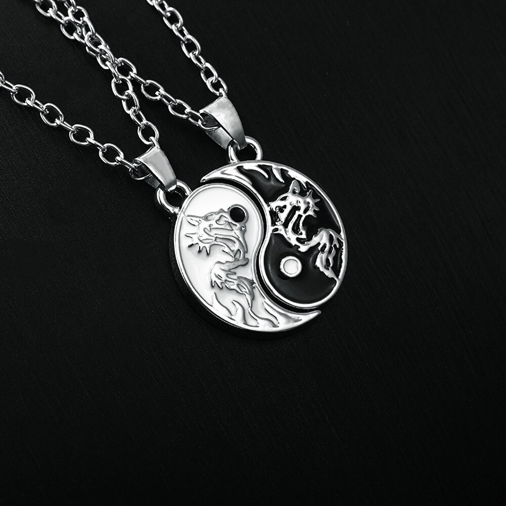 Brand tai chi gossip necklaces for women gothic sun moon matched pendant neck chain best friends lovers jewelry