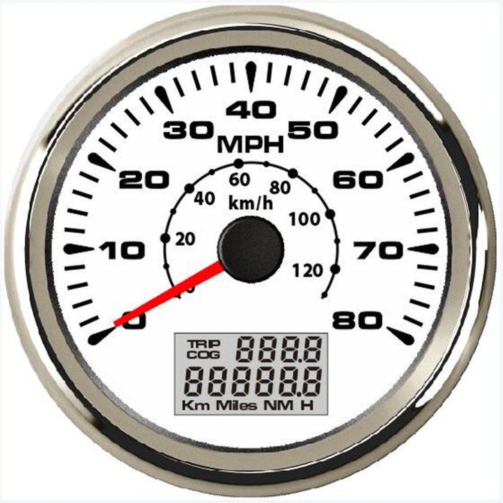 Paquete de 1 0-80MPH Auto Tuning GPS velocímetro calibres 85mm 0-120 km/h miómetros de velocidad GPS Odometers Travel Gauges Cog 9-32vdc
