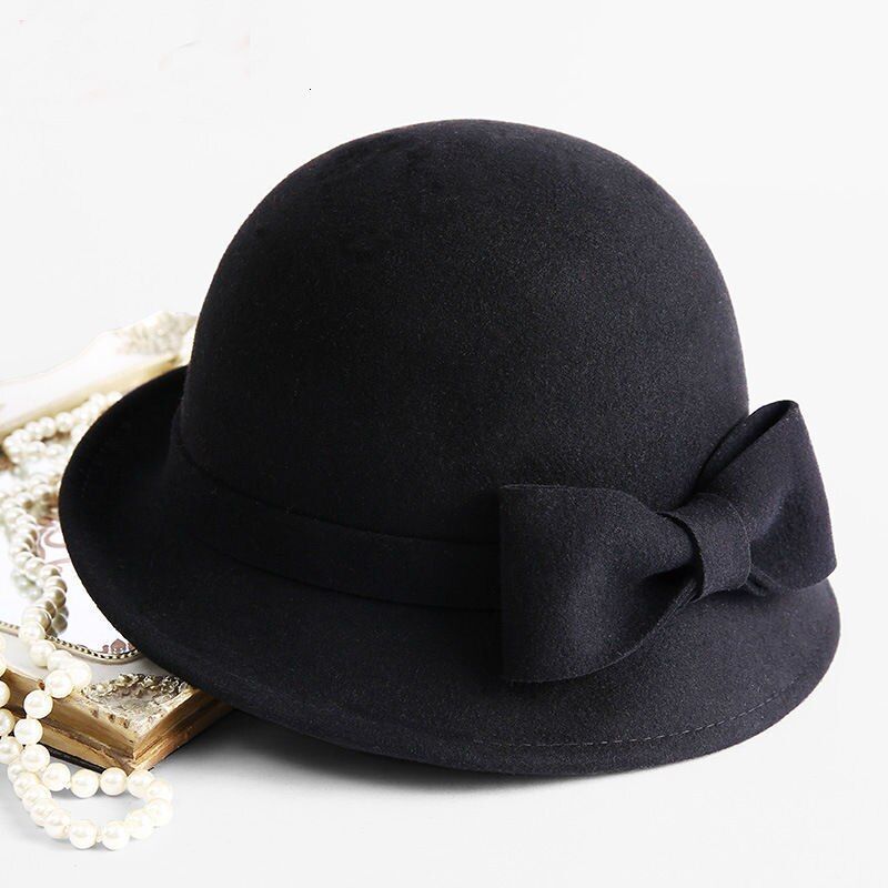 Vinter hat til kvinder 1920s gatsby stil blomst varm uld hat vinter cap dame fest hatte cloche motorhjelm femme asymmetriske fedoras