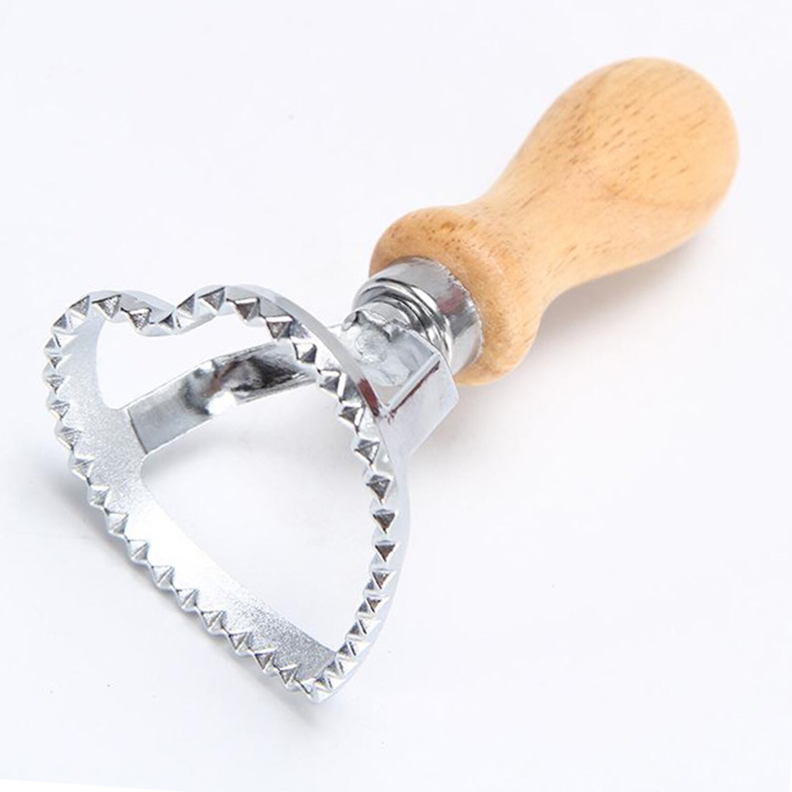Ravioli Stamp Maker Cutter Pasta Maker Mold with Wooden Handle and Fluted Edge, Pasta Press Kitchen Attachment