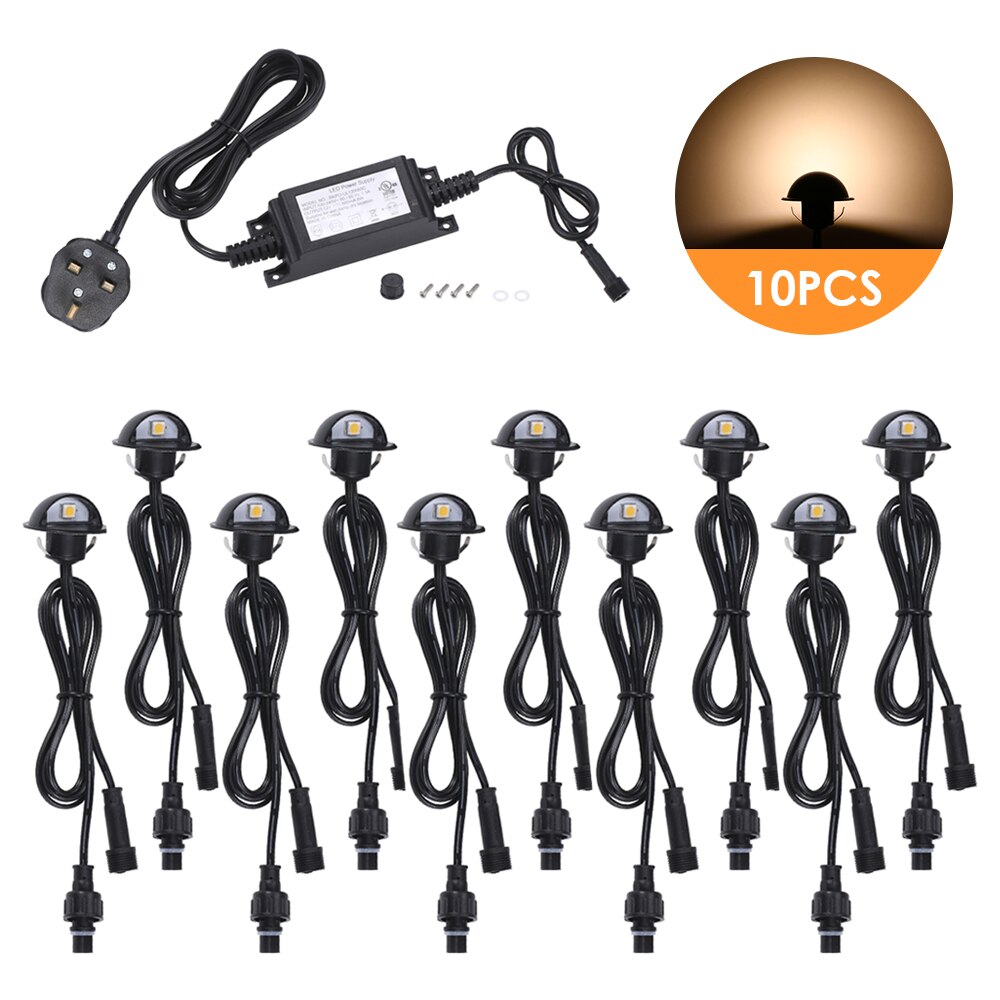 10PCS LEDs Deck Lichter Set 4W 100LM SMD5050 Einbau In-boden Unterirdischen licht IP67 Wasser Widerstand Im Freien led-strahler Garten: UK PLUG