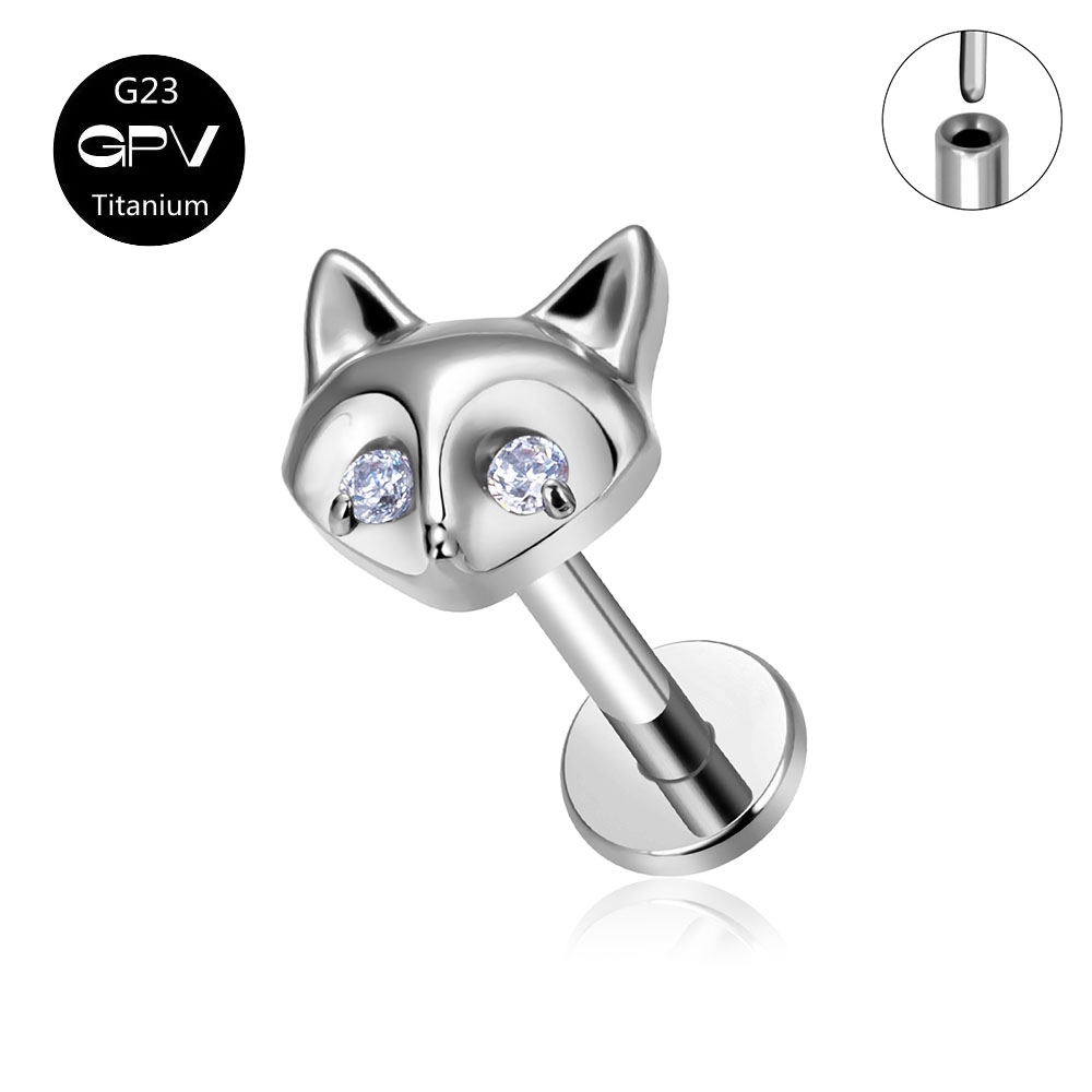 Reines Titan G23 Ohr Wirbel Nagel tränenreich kleine Fuchs Persönlichkeit Hochglänzender Ohrschirm Perforierter Schmuck Ohrnagel Earbone Nagel: Lila / Hellgelb Farbe