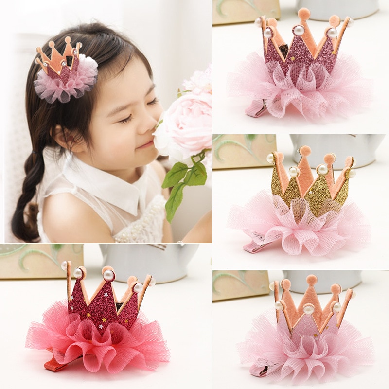 1Pc Baby Meisje Haarspelden Kids Bloem Zachte Elastische Tiara Haarband Kinderen Nylon Hoofdband Leuke Crown Hair Clips Haar accessoires