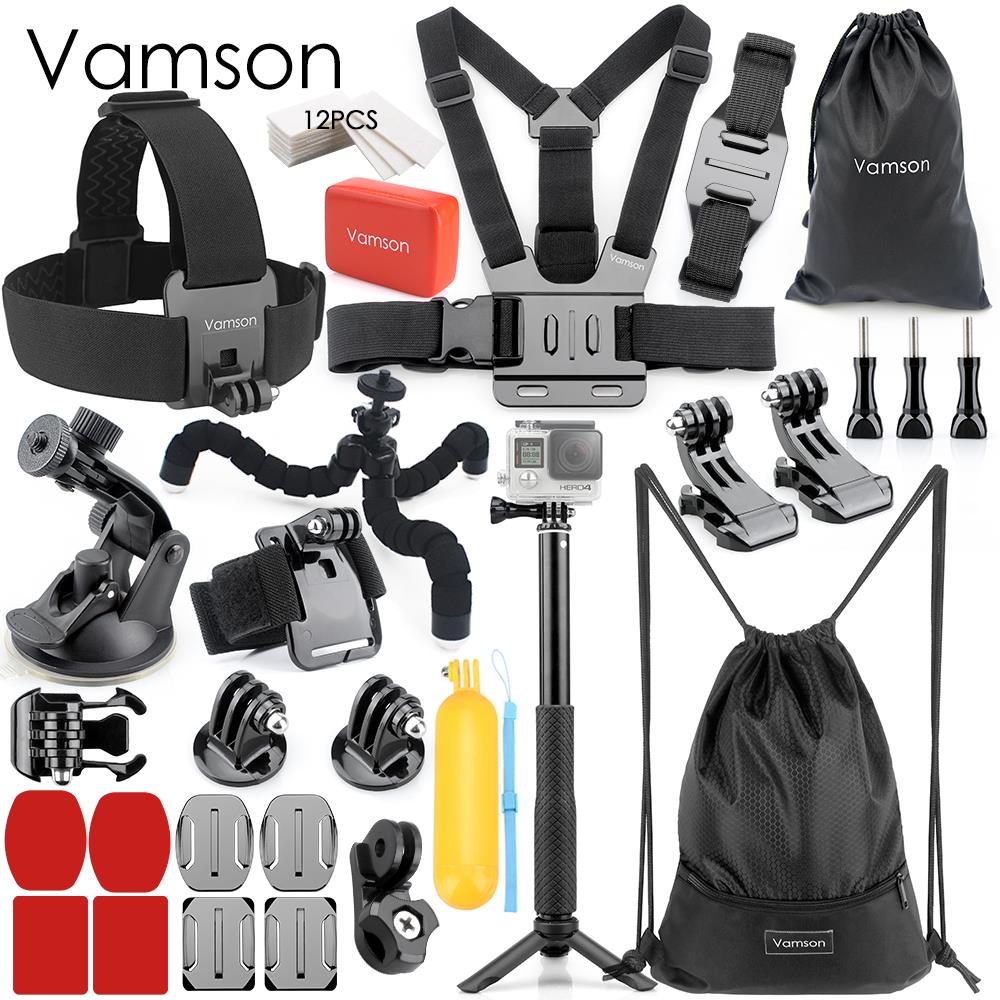 Vamson for Gopro hero 7 6 5 accessories set for gopro kit mount for SJ4000 hero 4 3 2 Black for SJCAM M10 for SJ5000 case VS74: VS74BM