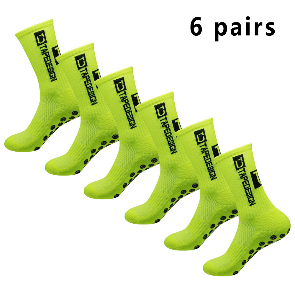 6 pares de meias de futebol meias esportivas masculinas meias de meia panturrilha silicone antiderrapante dot meias basquete yoga: Blue White