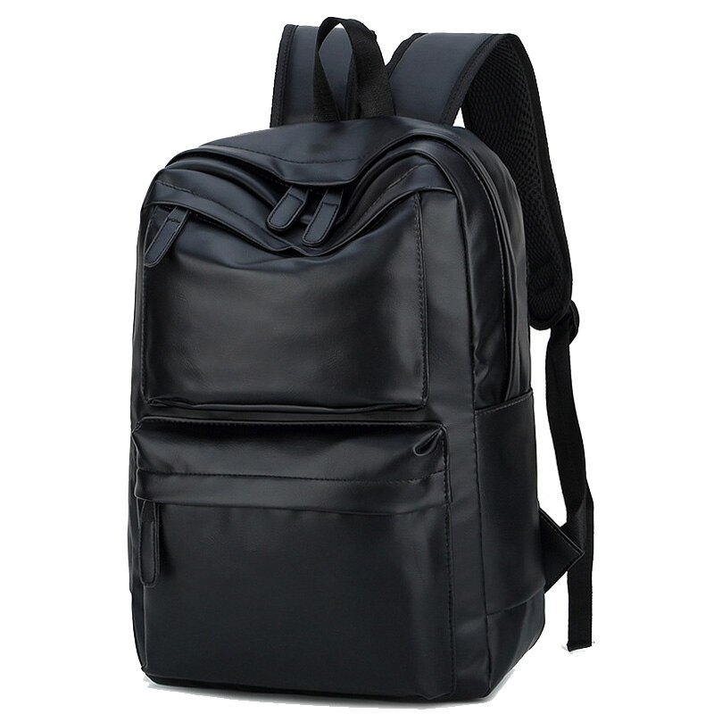 Chuwanglin Preppy style school backpacks for male leather backpacks men laptop backpacks travel bags mochila P102505: Black