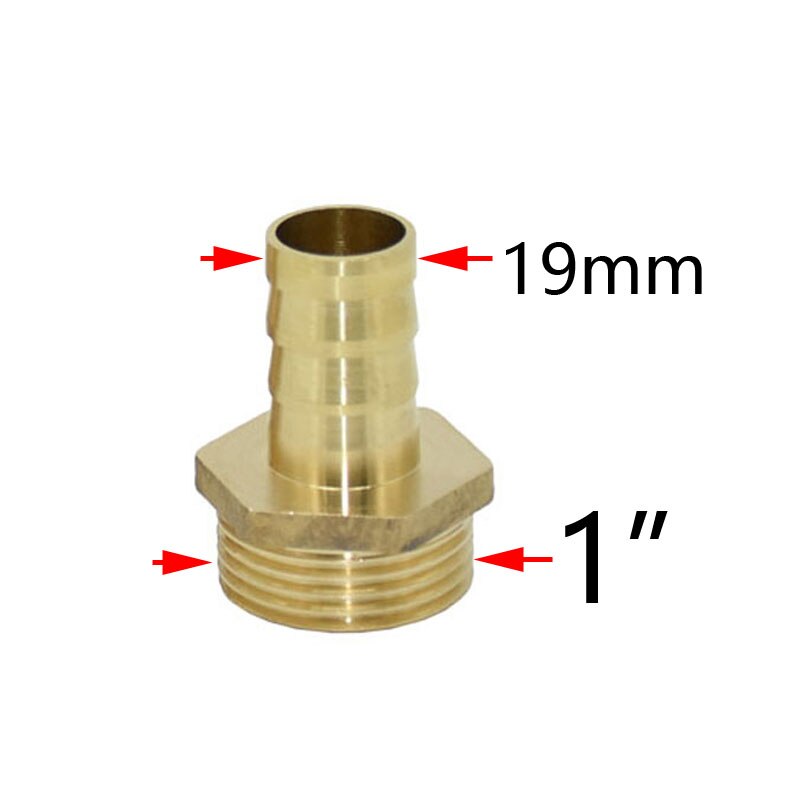 Conector de latón de 1 "macho a 16mm, 19mm, 25mm y 32mm, Conector de cobre para manguera de jardín DN15 DN20 DN25, 1 unidad