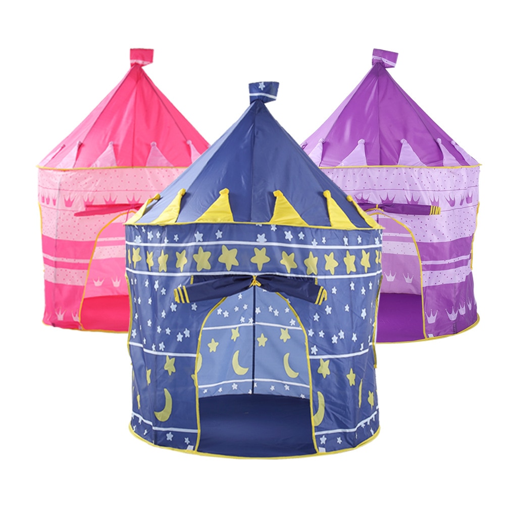 Castelo das crianças Barraca de Camping Coberta Brinquedo Tenda para Crianças Casa de Jogo Portátil Dobrável Rosa Azul