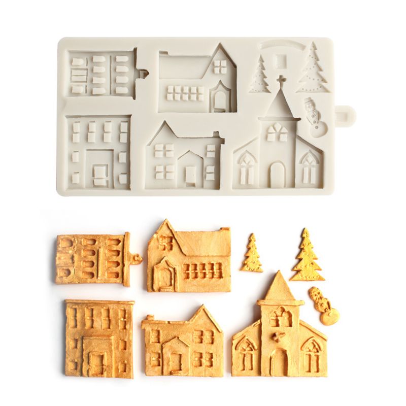 3D Kerst Huis Siliconen Mal Fondant Taart Decoreren Gereedschappen Chocolade Gips Sugarcraft Bakvorm