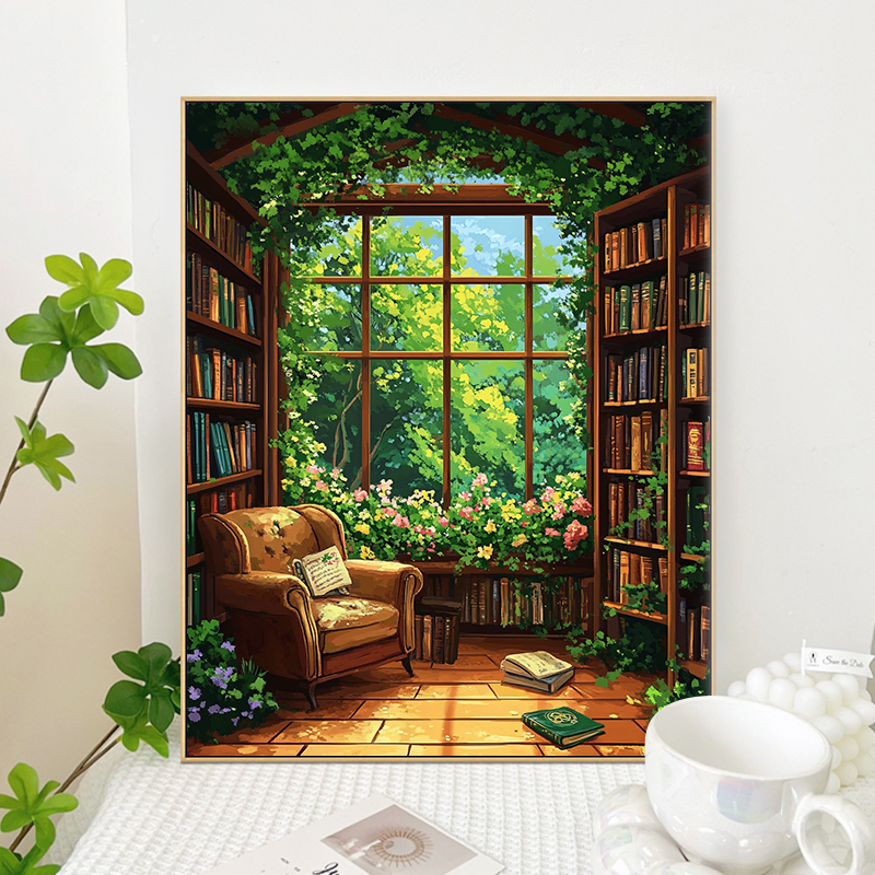 Painting By Numbers The Quiet Library Acrylic Paint Canvas Portrait Family Children Photo Christmas