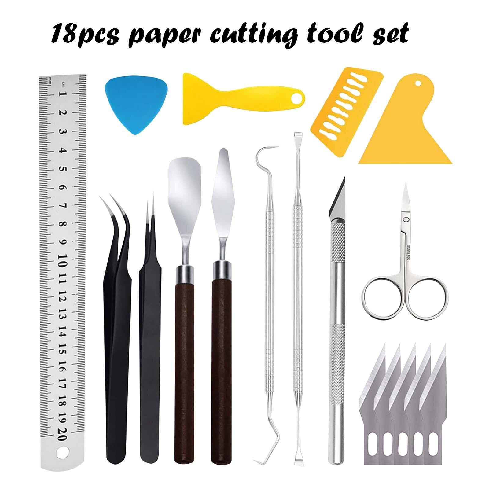 @ 18pc Scrapbooking Paper Tool Set, Hand-cut Paper Diy Homemade Greeting Card Scrapbooking Tools Portable Tool Kit For Paper Art