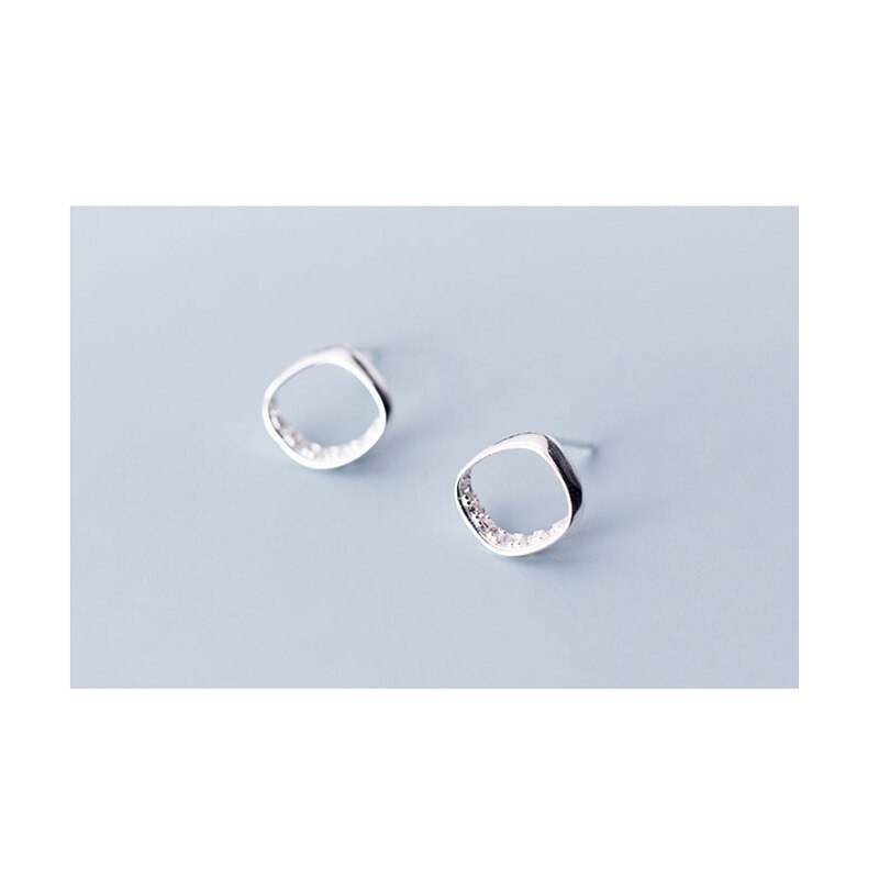 La Monada Vierkante Oorbellen Studs 925 Sterling Zilveren Fijne Sieraden Minimalistische Mooie Stud Oorbellen Voor Vrouwen Zilver 925 Koreaanse: SILVER