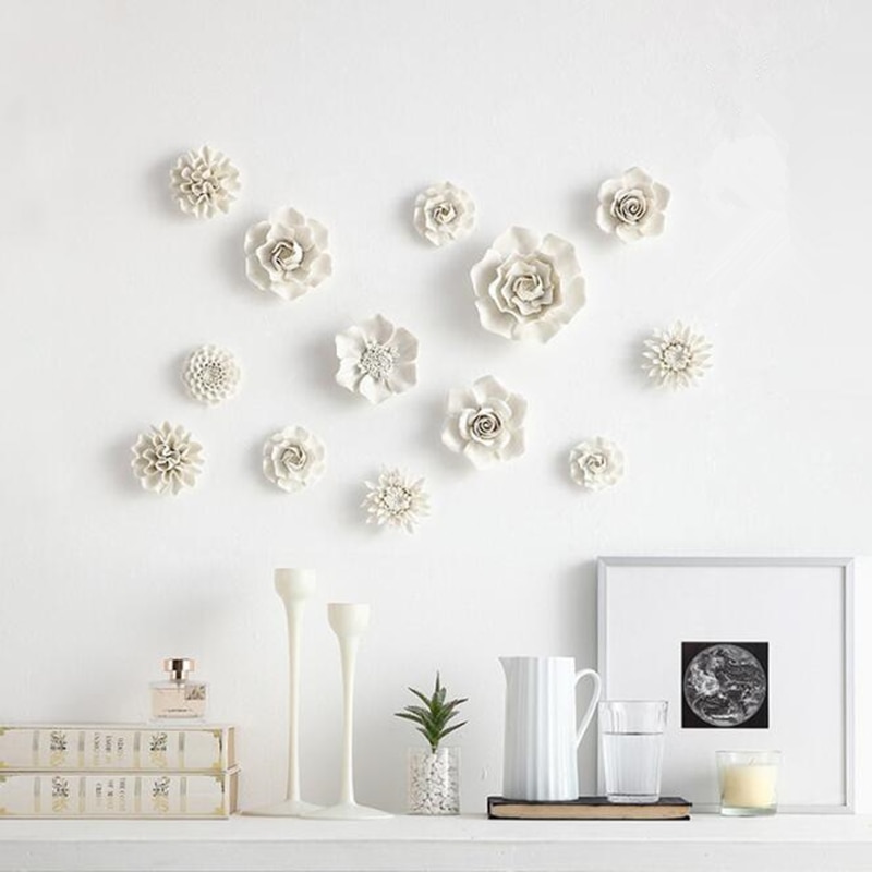 Handmade Three Dimensional Ceramic Flower Wall Decoration Plate Garden Home Decoration