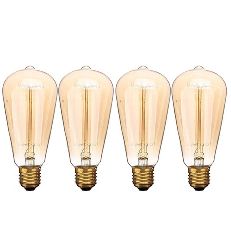 Retro ST64 Edison Bulb 110V E26 60W Incandescent Bulbs Vintage Filament Bulb Tungsten Edison Light --M25: 4pcs