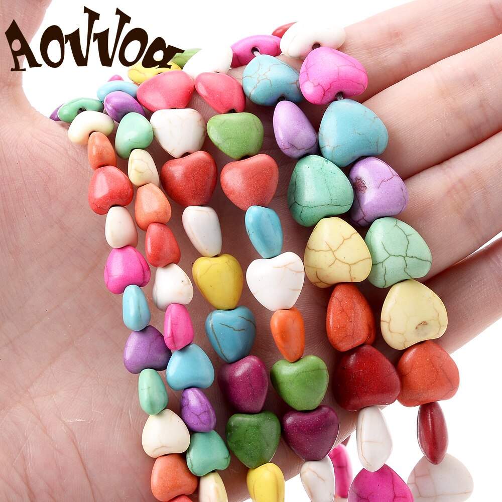 Colorful Love Heart Stone Beads Natural Turquoises Loose Spacer Beads for Jewelry Making DIY Charms Bracelet Necklace 8 10 12mm