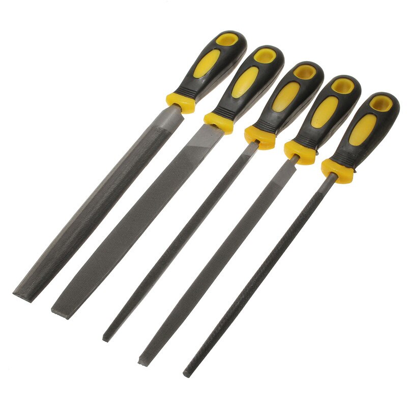 5pcs/set Engineer Metal File 8 Inch 200mm Soft Grip Assorted Half Round Flat SquareTriangle Round Metal File Set